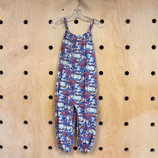 Organic Blue/Red Floral Butterly Romper