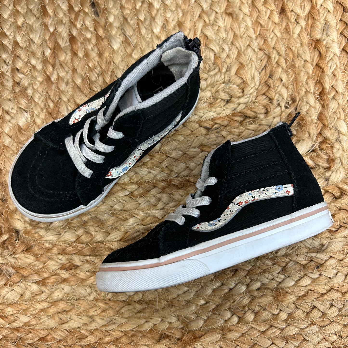 Black & Creme Floral High-Top Sneakers