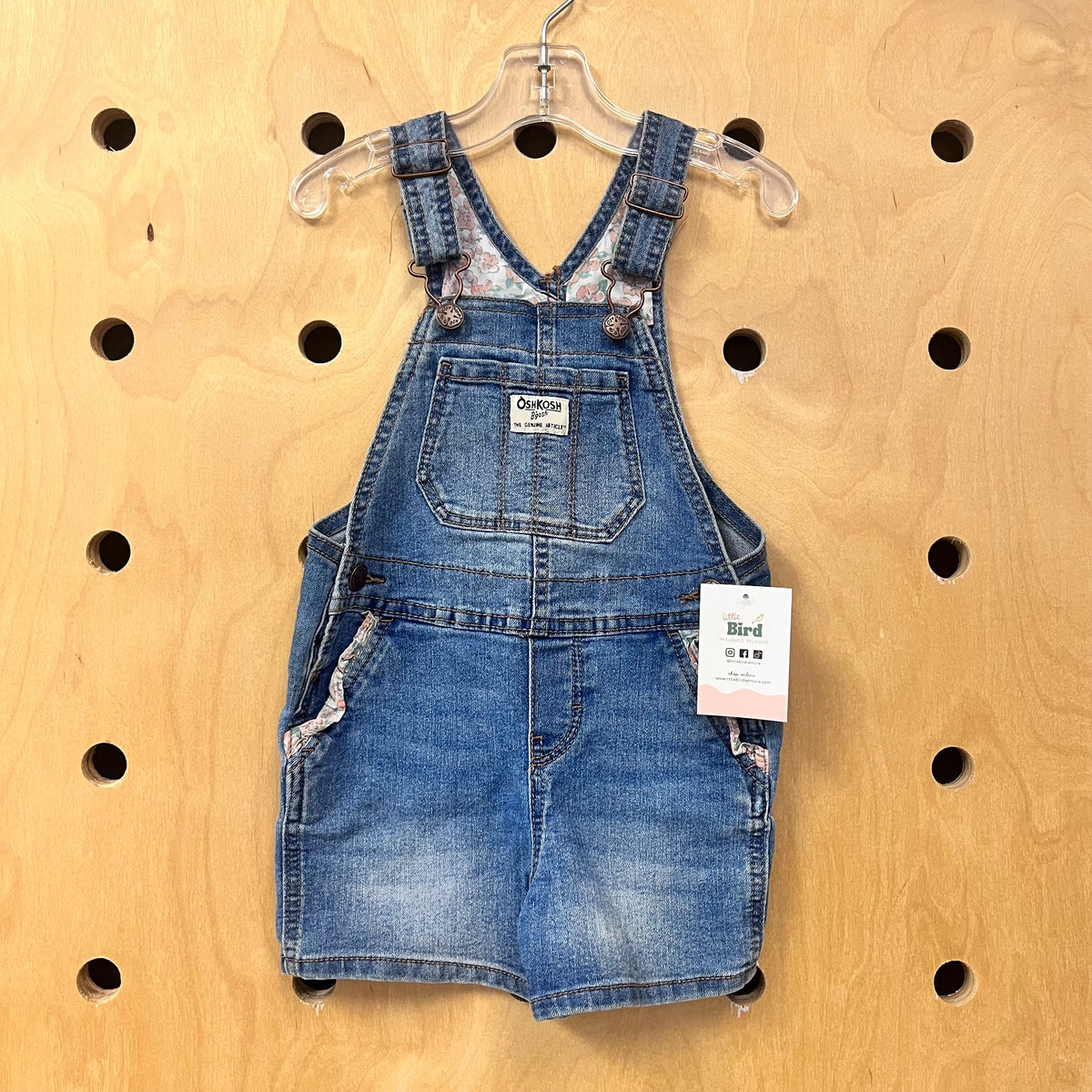 Denim Floral Lined Shortalls
