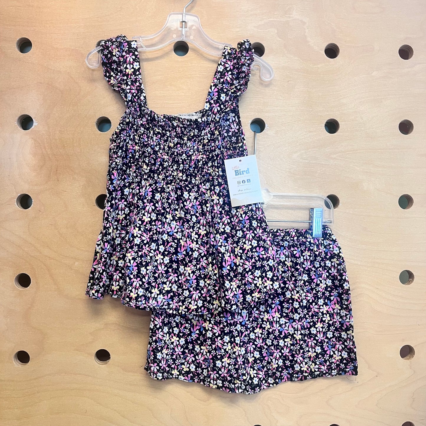 Black Floral Smocked Outfit
