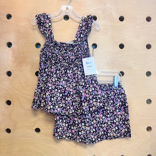 Black Floral Smocked Outfit