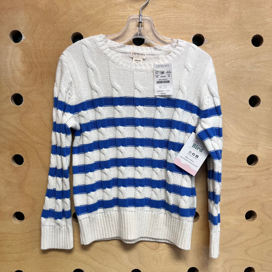 Ivory/Blue Striped Cableknit Sweater NEW!