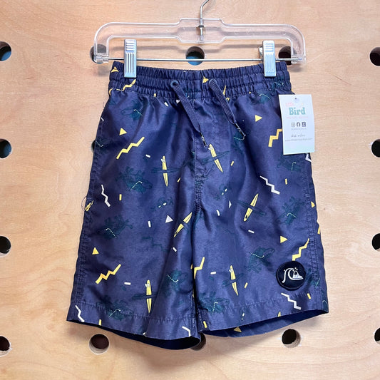 Black/Yellow Surd Board Swim Trunks