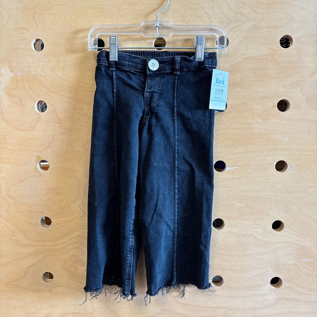 Black Wide Leg Raw Hem Denim