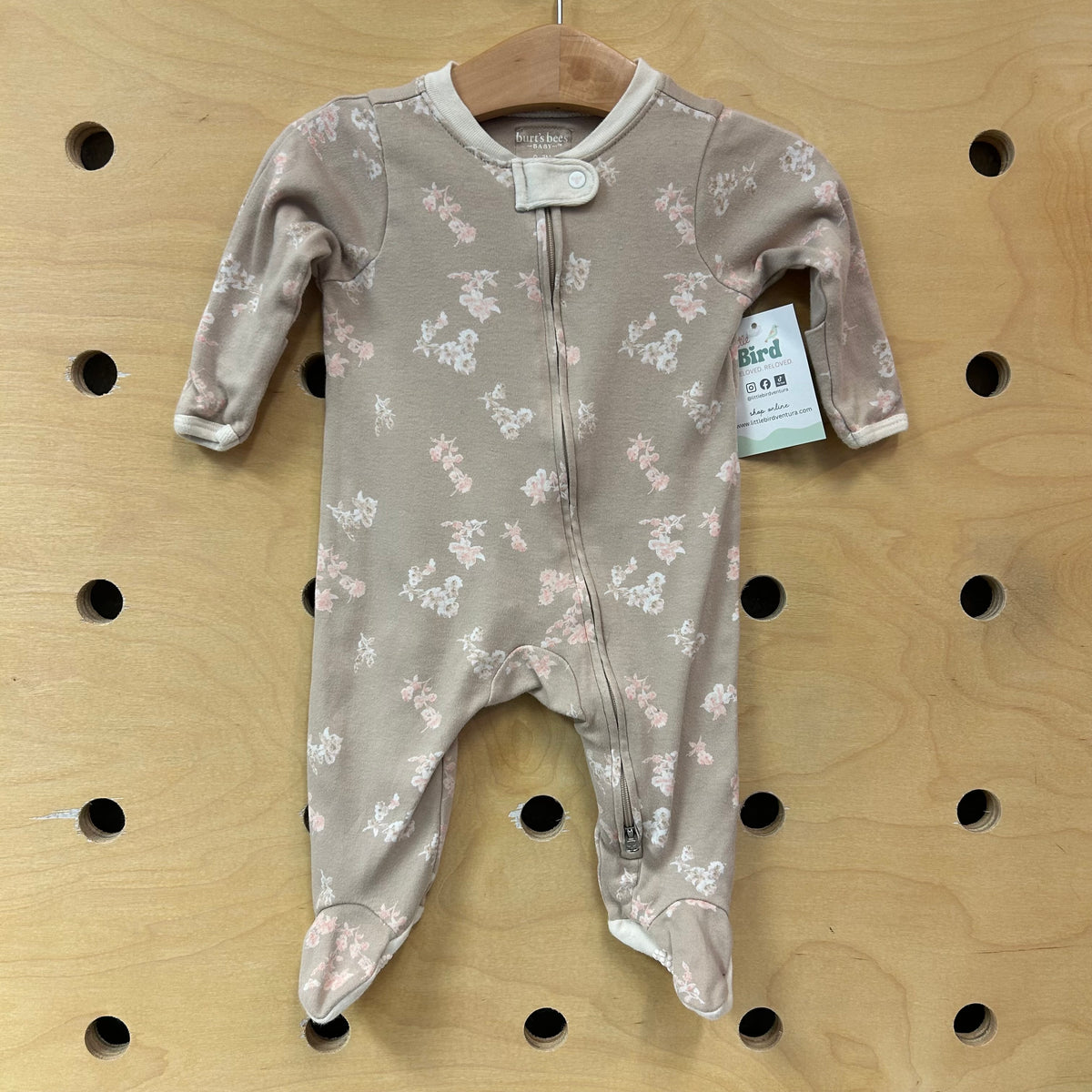 Beige/Pink Floral Footies