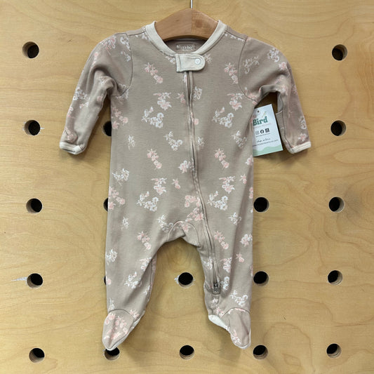 Beige/Pink Floral Footies