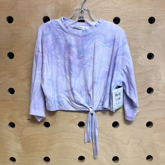 Purple Tie Dye Front Tie Tee