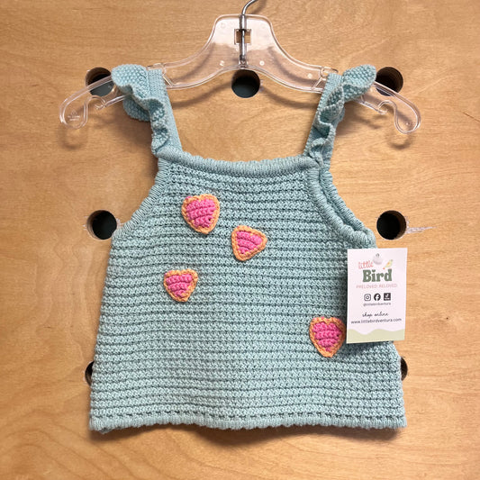 Crochet Aqua/Pink Hearts Tank