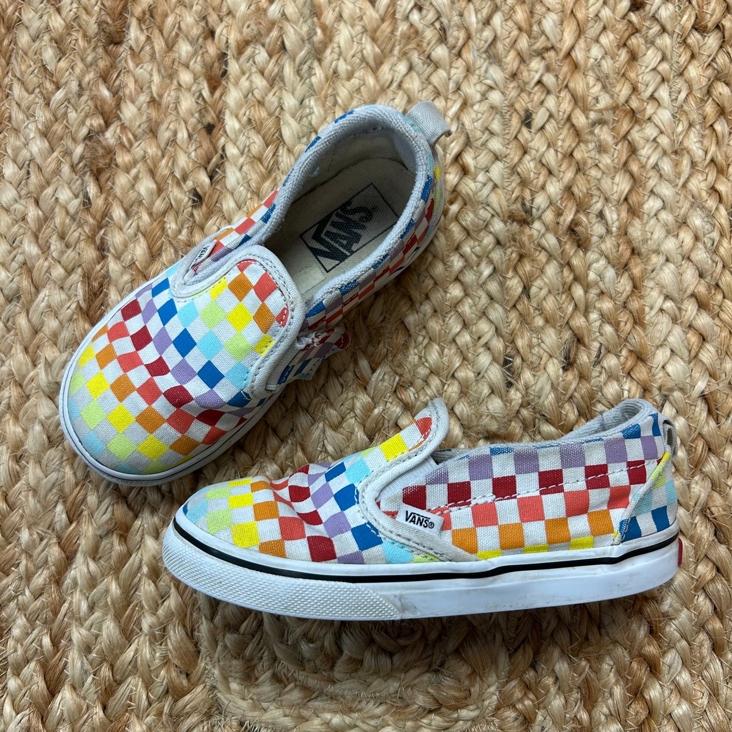 Rainbow Checkered Slip Ons