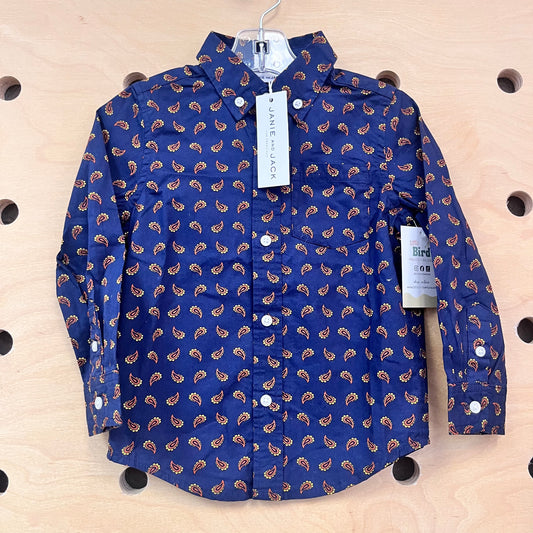 Blue Paisley Button Up Shirt NEW!
