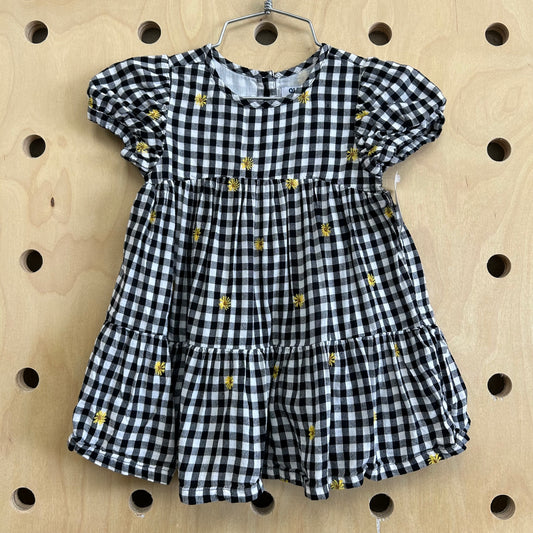 B+W Gingham Floral Dress