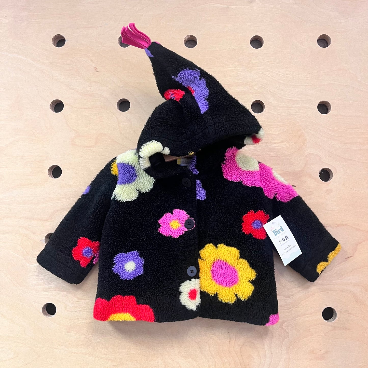 Black Floral Fleece Jacket