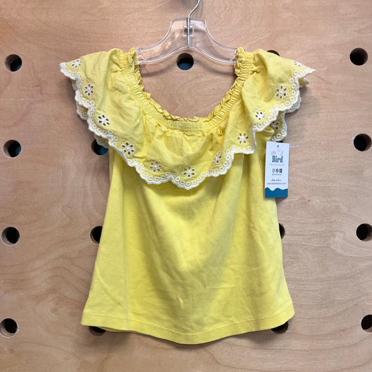 Yellow Eyelet Trim Top