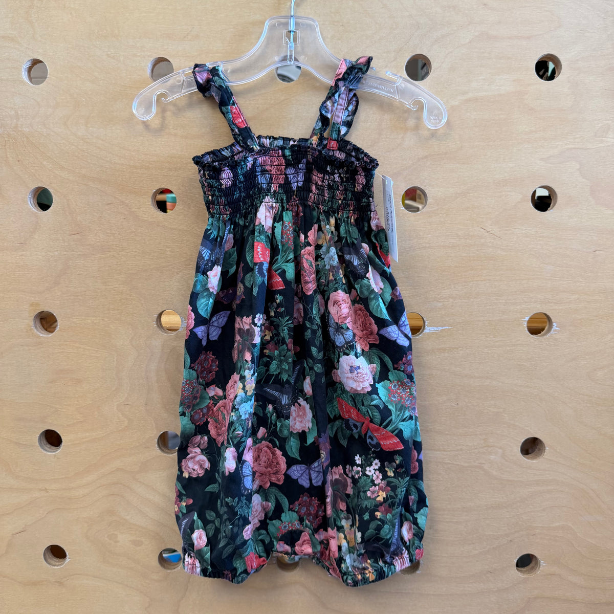 Black/Green Floral Butterflies Romper