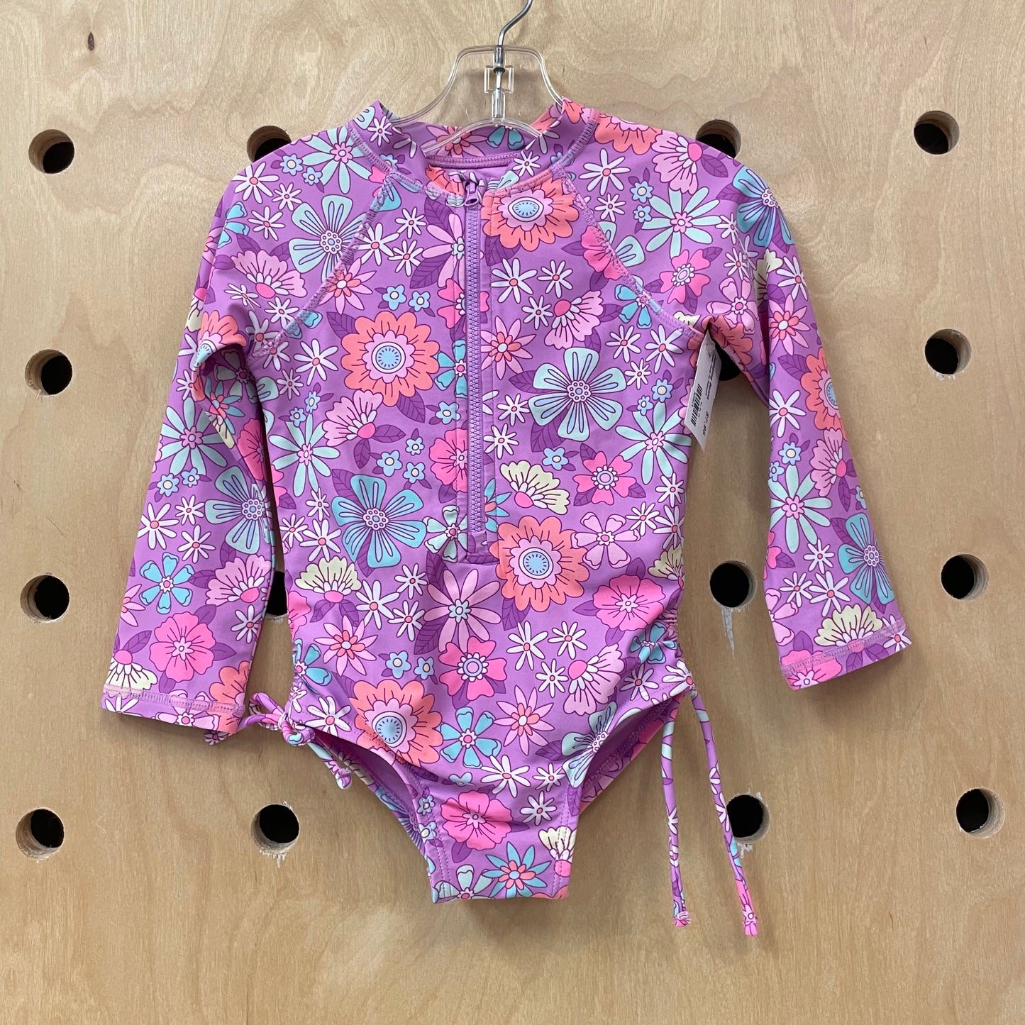 Purple Floral Zip Swimsuit