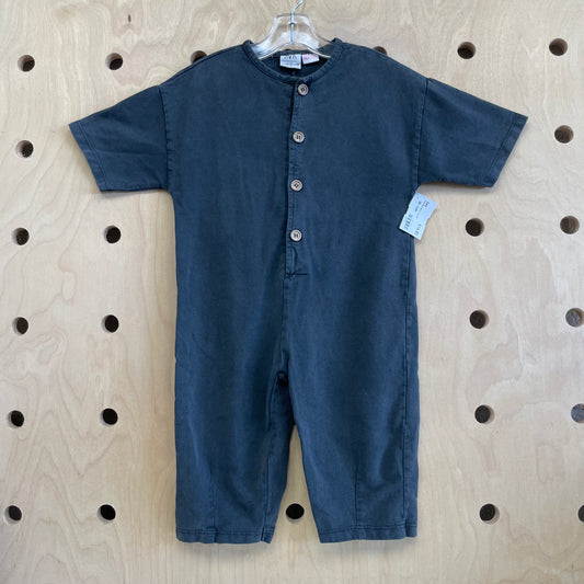 Grey Wood Button Romper