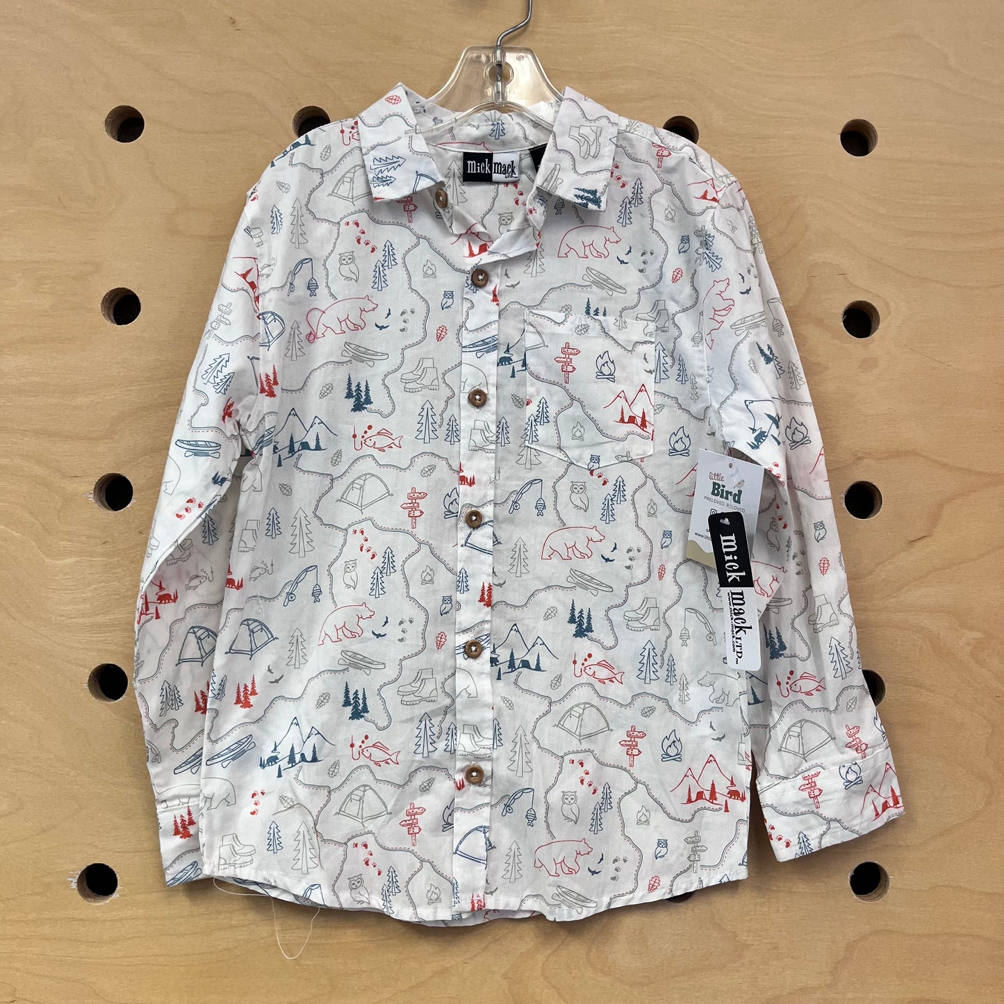 White Camping Button Up NEW!