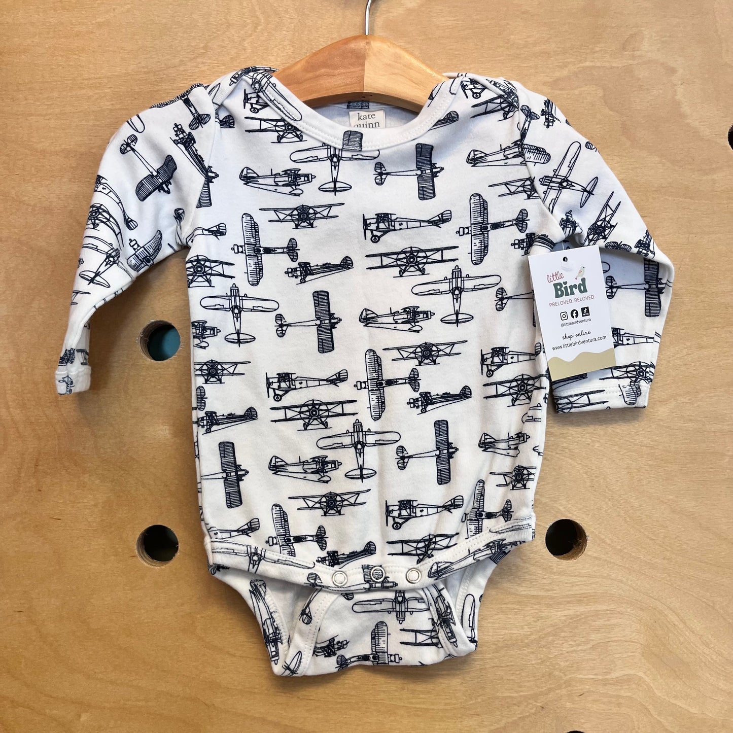 Organic White/Blue Airplane Bodysuit