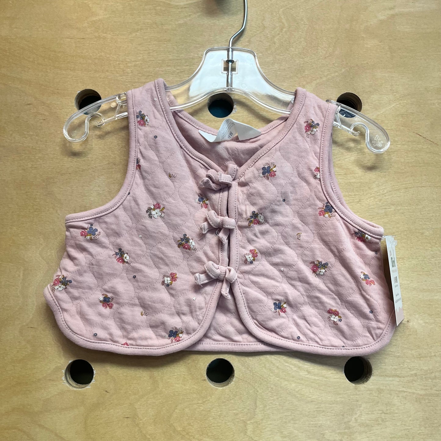 Pink Quilted Floral Bow Vest