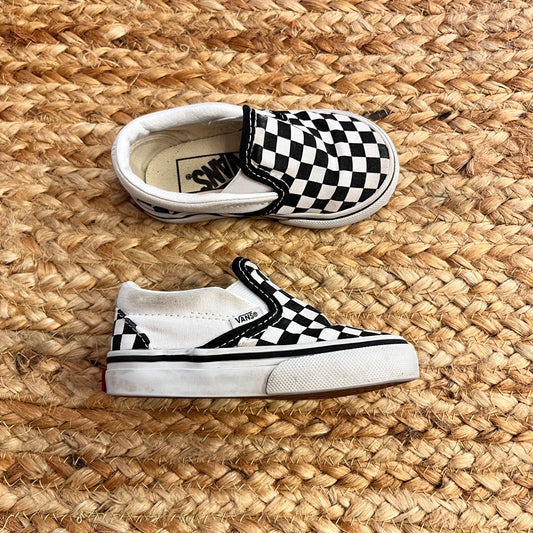 B&W Checkerboard Slip-On Skate Sneakers