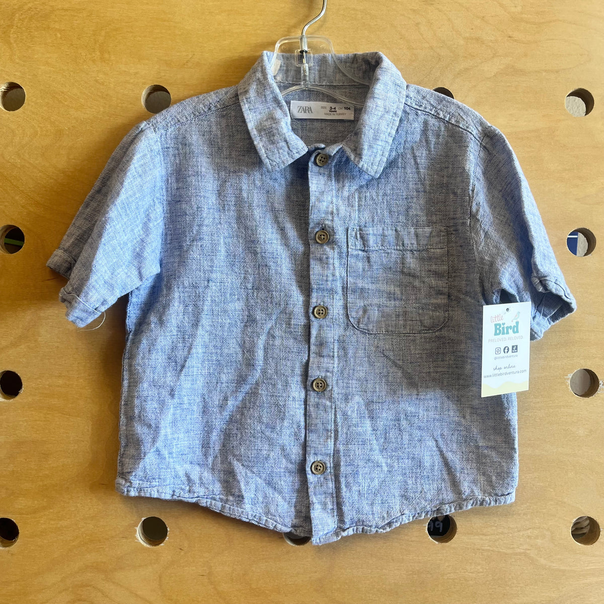 Blue Heathered Button Up