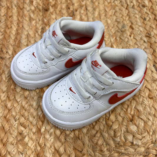 White & Red Air Force 1 Sneakers