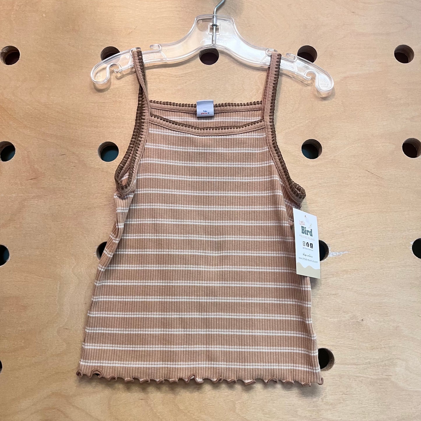 Tan Striped Ribbed Tank