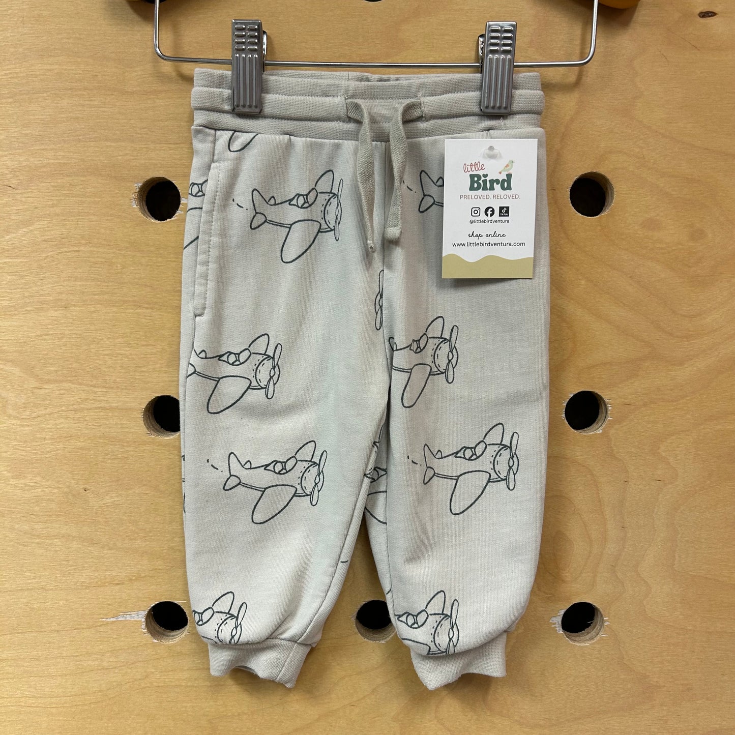 Eggshell/Teal Airplane Soft Pants
