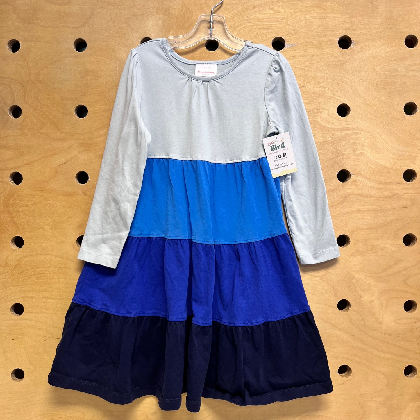 Blue Colorblock Tiered Dress