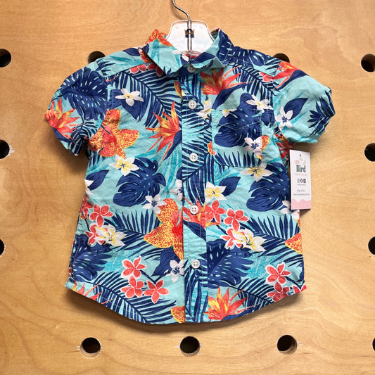 Aqua Tropical Button Up
