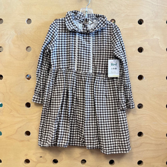 Brown Gingham Cotton Dress