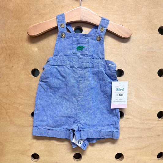 Embroidered Turtle Chambray Coveralls