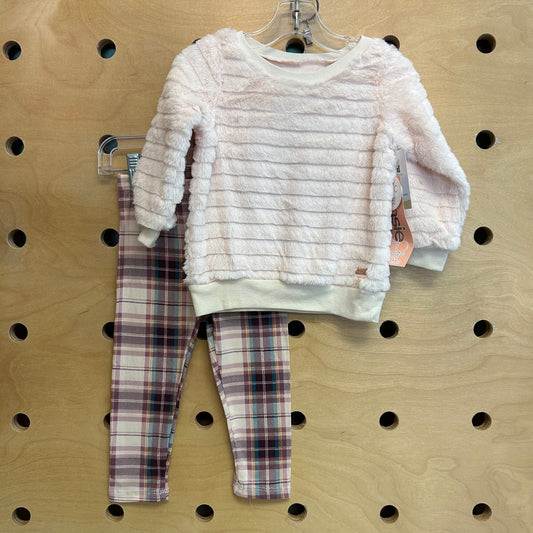 Pink Faux Fur/Plaid Outfit NEW!