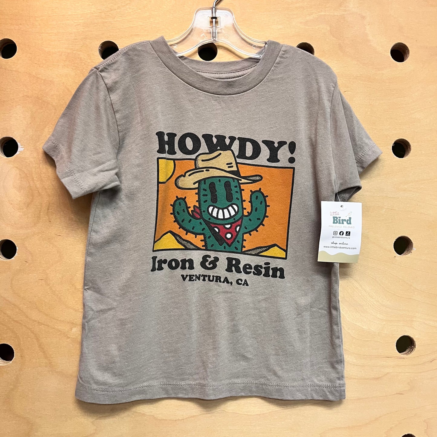 Taupe 'Howdy' Cactus Cotton Tee