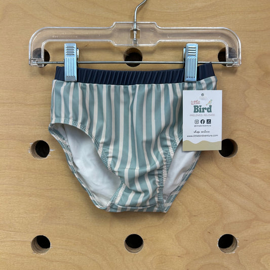 Green/White Striped Swim Bottoms