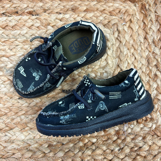 Black/Motorcycles Cool Dudes Shoes