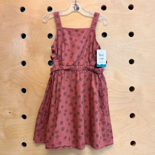 Rust Floral Side Cut-Out Dress