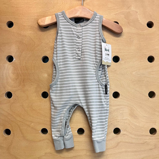 Seafoam/White Striped Snap Romper