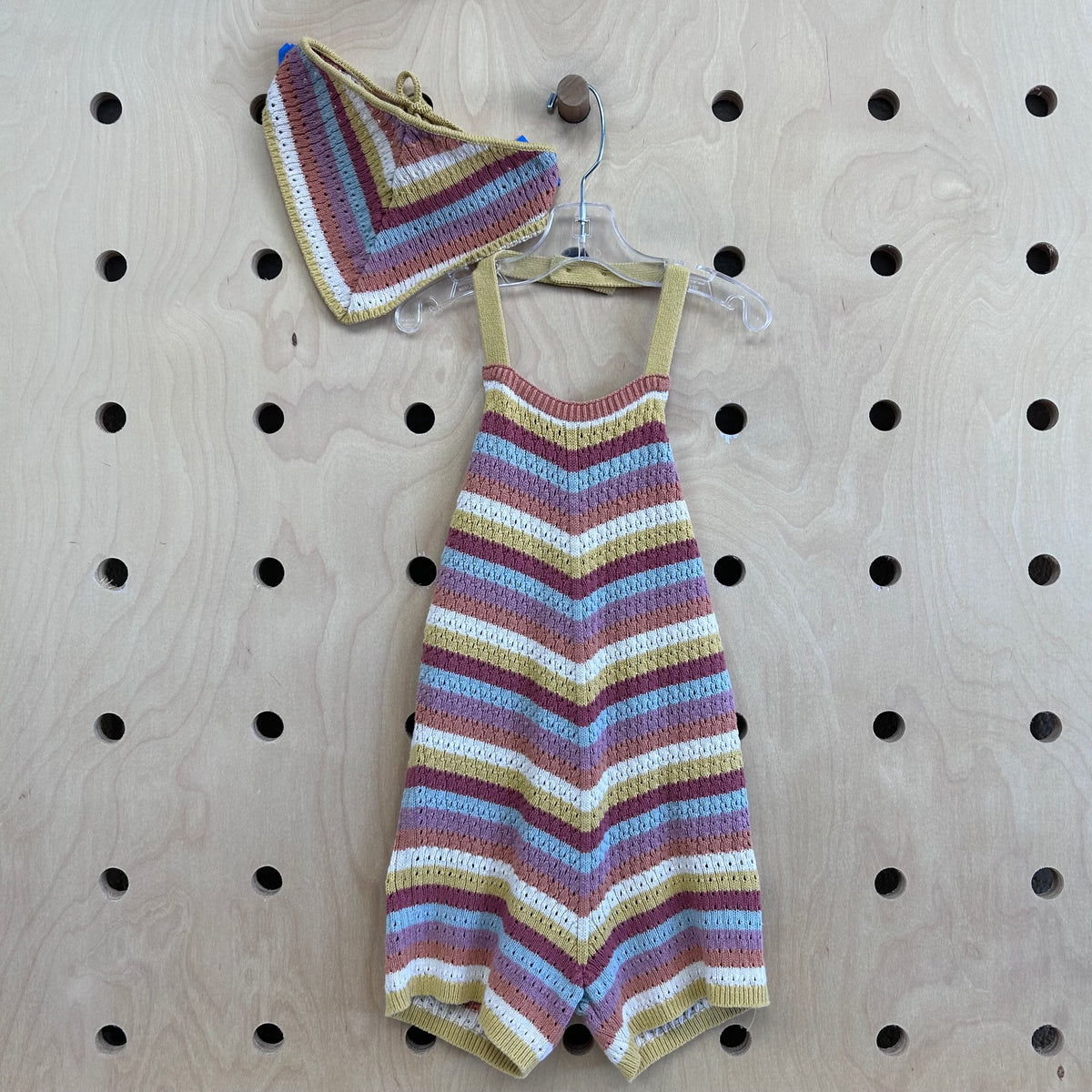 Mustard Striped Knit Halter Romper