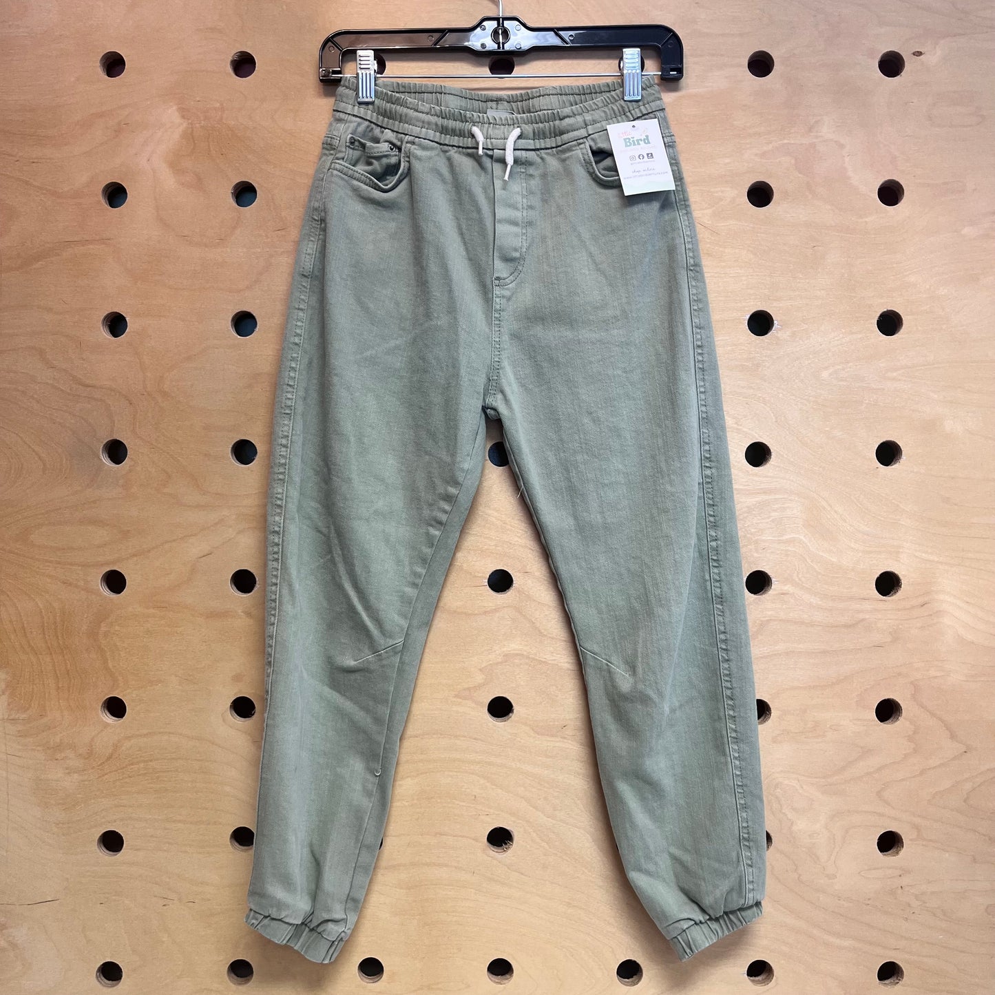 Green Denim Drawstring Joggers