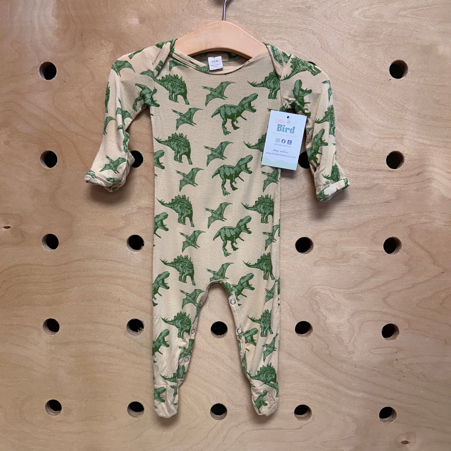 Yellow/Green Bamboo Dino Footies