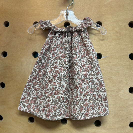 Brown/Pink Floral Gauze Dress