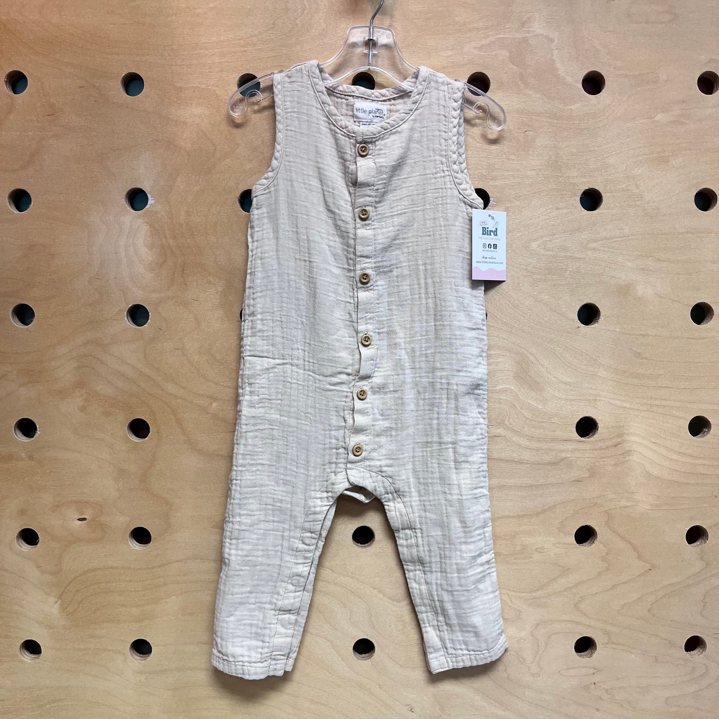 Organic Cream Button Romper