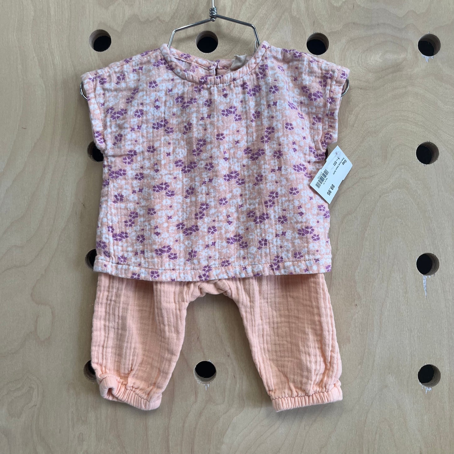 Pink Floral Gauze Outfit