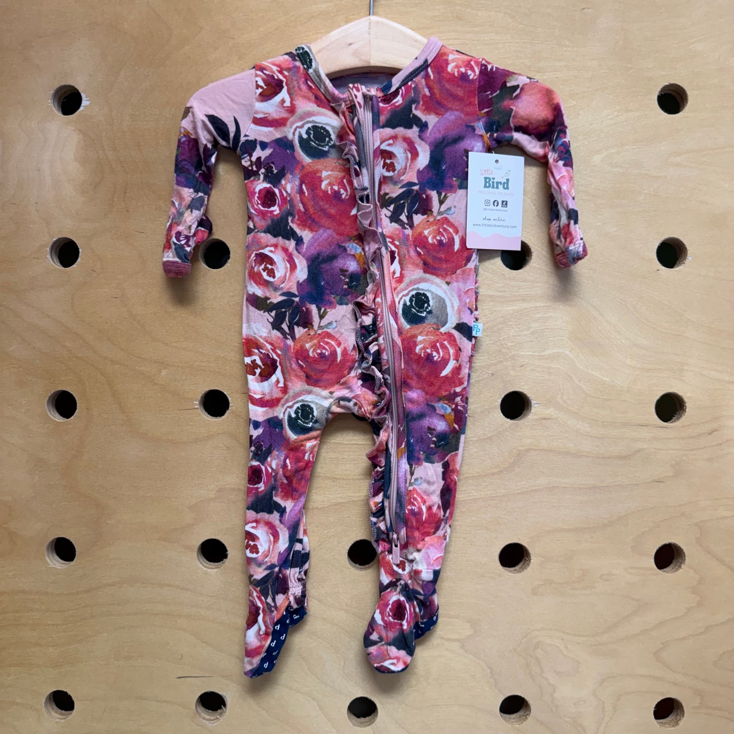 Pink/Purple Floral Bamboo Footies