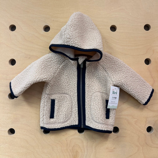 Tan/Blue Zip Sherpa Jacket