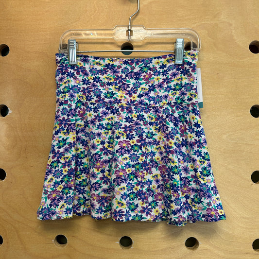 White/Purple Floral Skort
