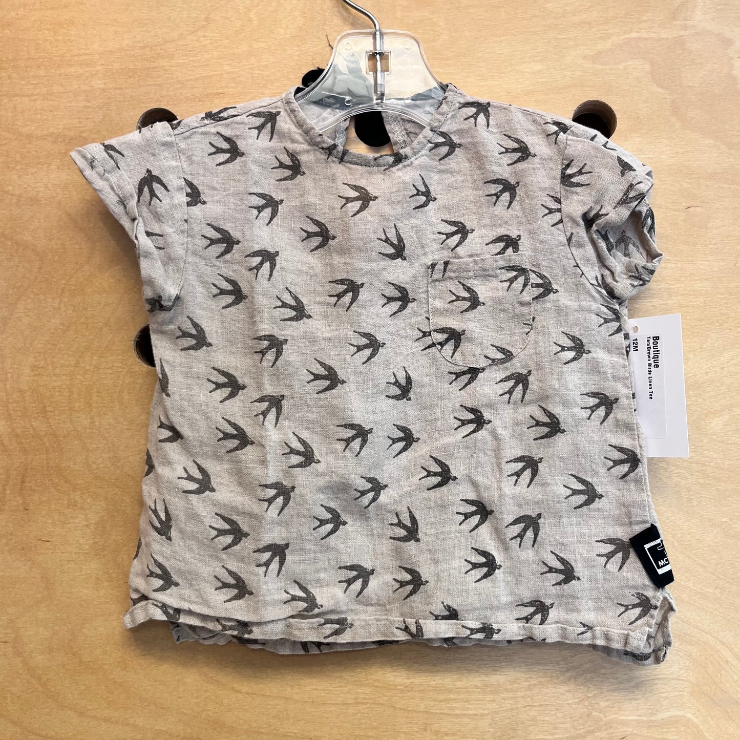 Tan/Brown Birds Linen Tee