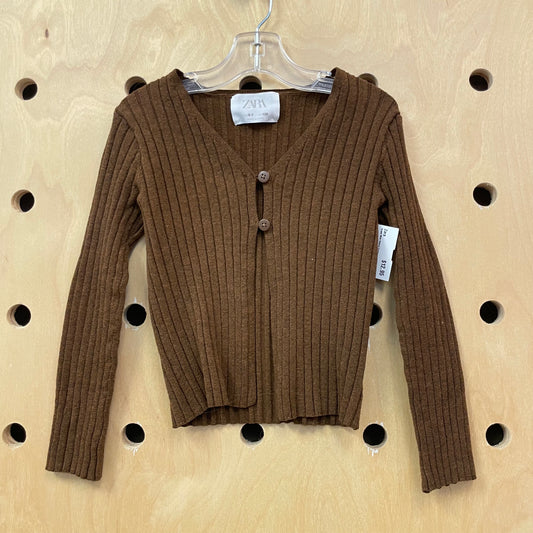 Brown Wide Ribbed Cardigan