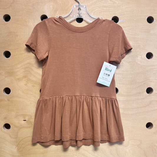 Brown Bamboo Peplum Tunic